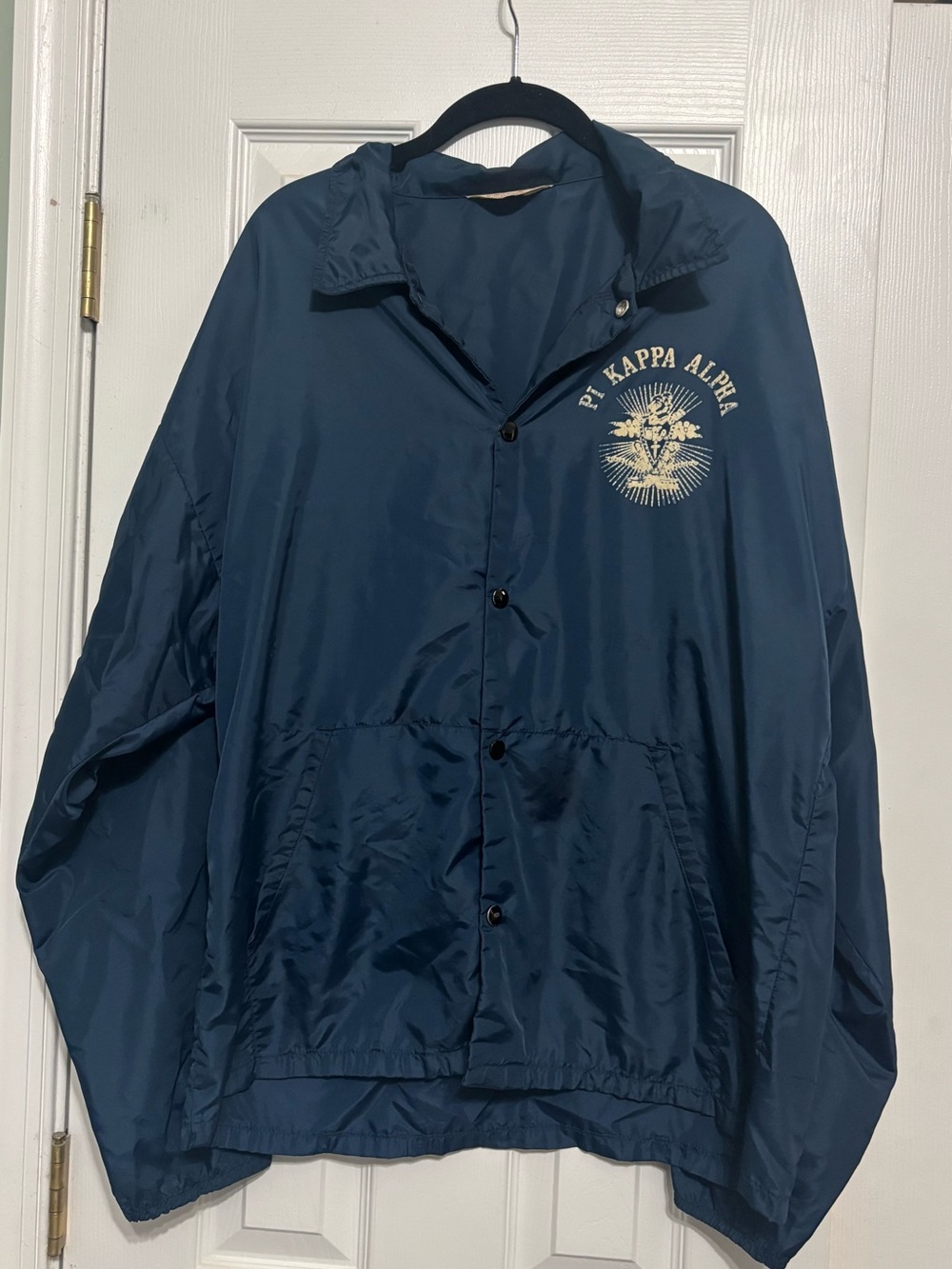 Vintage Pi Kappa Alpha PIKE Fraternity Nylon Coach Jacket – Warm-Up – Size Large